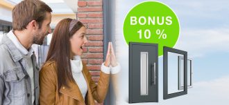 Z ceny oken vám dáme bonus 10 % na nové vchodové dveře.